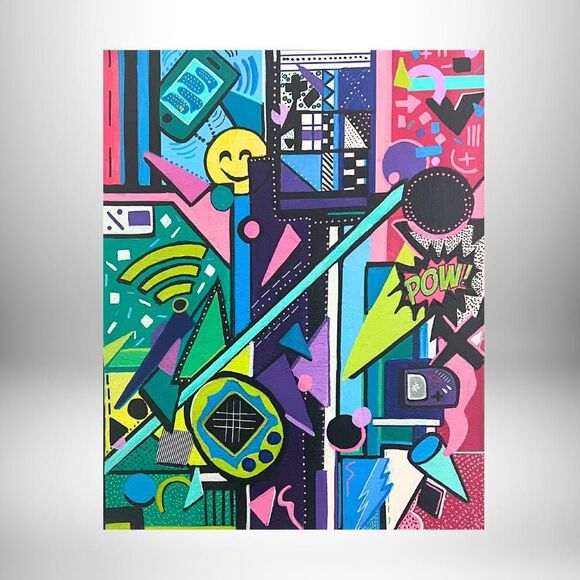 Abstract Acrylic Painting - Trends & Tech of the 90s by ArtbyFrankie